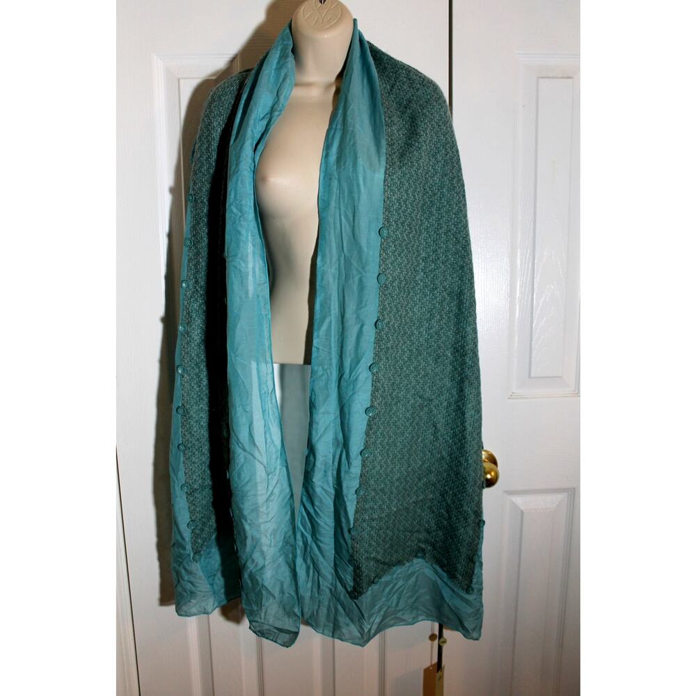 Manyus Boutique Lagenlook Turquoise Silk Blend Scarf NWT